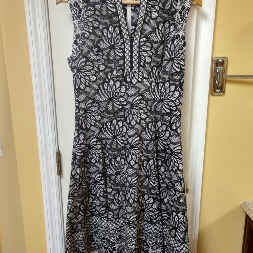 V Neck Floral A Line Dress